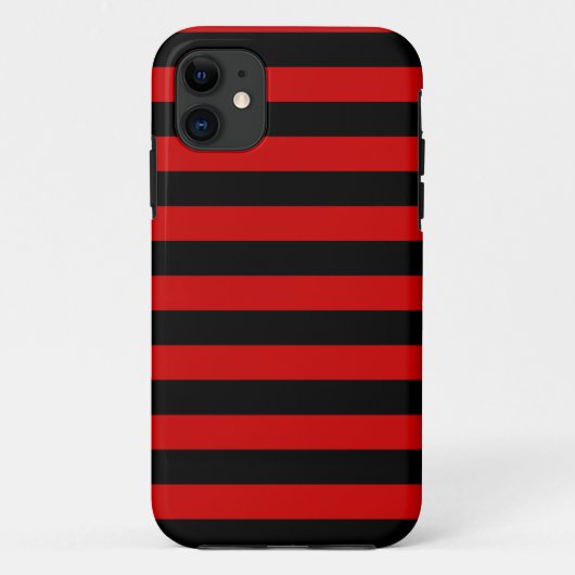 Koolzwart en rood strepenpatroon Case-Mate iPhone case (Achterkant)