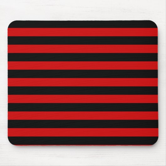 Koolzwart en rood strepenpatroon muismat (Voorkant)