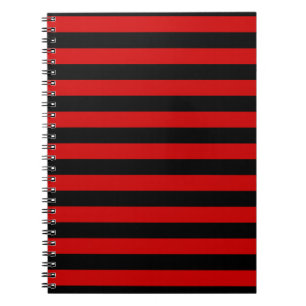 Koolzwart en rood strepenpatroon notitieboek