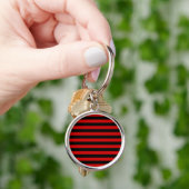 Koolzwart en rood strepenpatroon sleutelhanger (Hand)