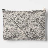 Koolzwart en wit geëtste bloemen klassiek etui (Achterkant)