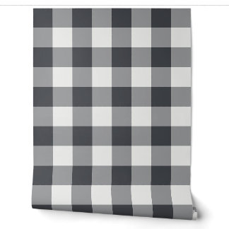 Koolzwart grote Buffalo geruite Gingham Behang