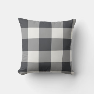 Koolzwart grote buffelcheck gingham kussen