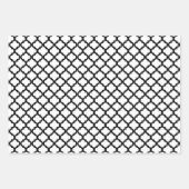 Koolzwart marokkaans quatrefoliepatroon kerstmis inpakpapier vel (Voorkant)