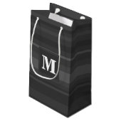 Koolzwart monogram strepen klein cadeauzakje (Achterkant Gekanteld)