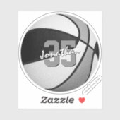 Koop 1 of Bulk Zwart Grijs Team Kleuren Basketbal Sticker (Vel)