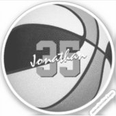 Koop 1 of Bulk Zwart Grijs Team Kleuren Basketbal Sticker (Voorkant)