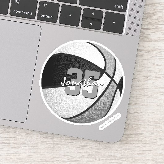 Koop 1 of Bulk Zwart Grijs Team Kleuren Basketbal Sticker (Detail)