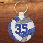 Koop 1 of in bulk blauw grijs volleybal team kleur sleutelhanger (Voorkant)