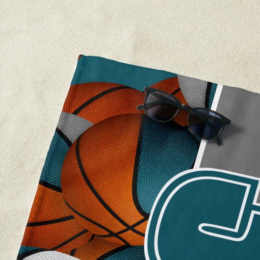 Koop 1 of in bulk Veel basketballen blauwgroen gri Strandlaken (In situ)