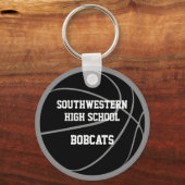 Koop 1 of in bulk zwart grijs aangepaste basketbal sleutelhanger (Achterkant)