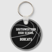 Koop 1 of in bulk zwart grijs aangepaste basketbal sleutelhanger (Achterkant)