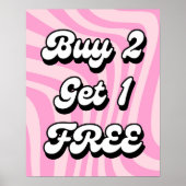 Koop 2 Krijg 1 Kosteloos Verkoopteken, Roze Verkoo Poster (Voorkant)