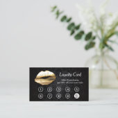 Koop 9 Krijg 10e Korting 3D Gold Lips Loyalty Kaar (Staand voorkant)