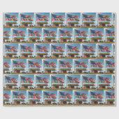 Koop Amerikaans bord met schuur en tractor Cadeaupapier (Vlak)