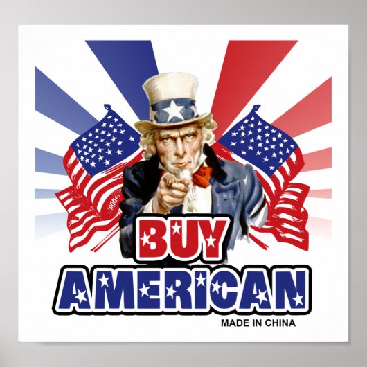 Koop Amerikaans ( Gemaakt in China ) - Grappige gr Poster (Voorkant)