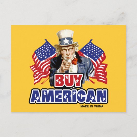 Koop Amerikaans ( Made in China ) - grappige Joke Briefkaart (Voorkant)