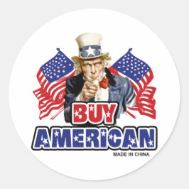 Koop Amerikaans ( Made in China ) - grappige Joke Ronde Sticker