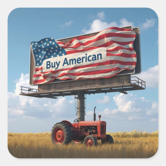 Koop Amerikaanse Billboard Met Retro Tractor Vierkante Sticker (Voorkant)