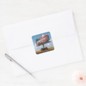 Koop Amerikaanse Billboard Met Retro Tractor Vierkante Sticker (Envelop)