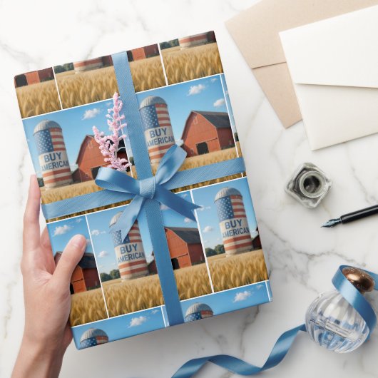 KOOP AMERIKAANSE TEKST MET VLAG OP EEN SCHUUR SILO CADEAUPAPIER (Geschenken)