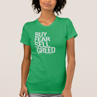 "Koop angst, verkoop groen" T-shirt vrouwen (donke