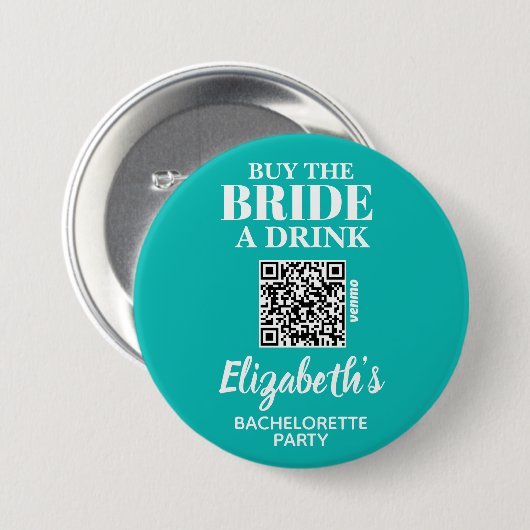 Koop Bride A Drink Bachelorette Party QR Code Ronde Button 7,6 Cm (Voorkant /achterkant)