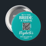 Koop Bride A Drink Bachelorette Party QR Code Ronde Button 7,6 Cm<br><div class="desc">Turquoise en witte knoop gepersonaliseerd met de naam van de bruiden en QR Code aan een rekening van Venmo om haar een drink te kopen. Geweldige bacheloretfeestje of de weekendknop van het meisje zodat iedereen in de bruidstribe draag. Punten in ons collectie koppelen.</div>