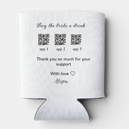 koop bride een drink scan QR code dank uInvitation Blikjeskoeler (Achterkant)