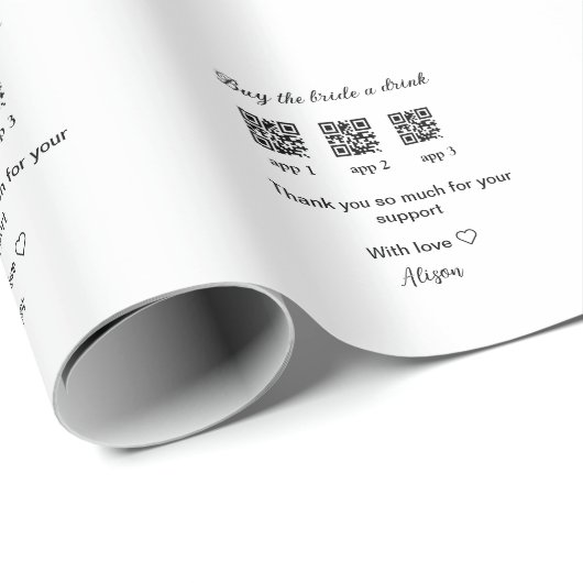 koop bride een drink scan QR code dank uInvitation Cadeaupapier (Rol Hoek)