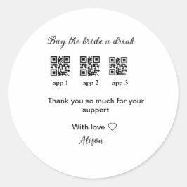 koop bride een drink scan QR code dank uInvitation Ronde Sticker