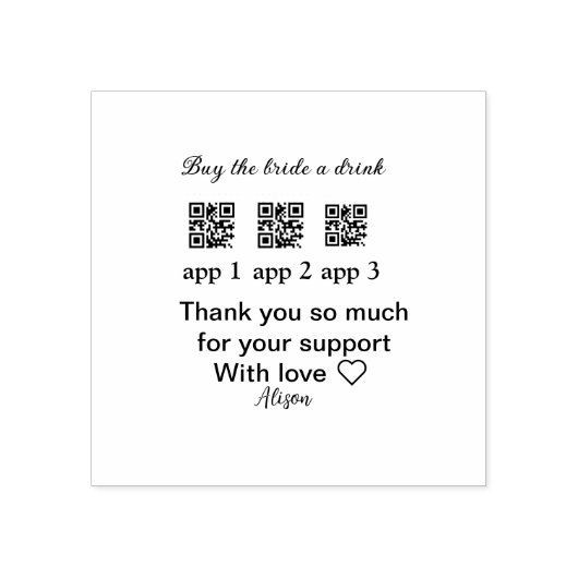 koop bride een drink scan QR code dank uInvitation Rubberstempel (Afrduk)
