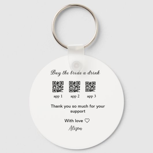 koop bride een drink scan QR code dank uInvitation Sleutelhanger (Achterkant)