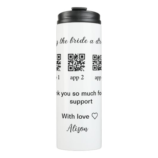 koop bride een drink scan QR code dank uInvitation Thermosbeker (Voorkant)