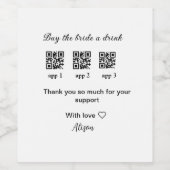 koop bride een drink scan QR code dank uInvitation Wijn Etiket (Enkel label)