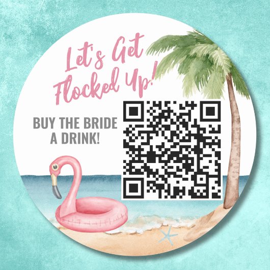 Koop Bruid Een Drankje QR Code Meisjesuitje Ronde Sticker