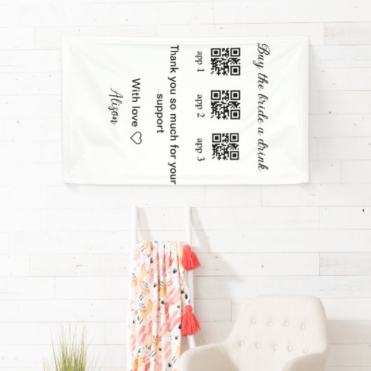 koop bruid een drankje scan QR-code dank je wel Ui Spandoek (Insitu)