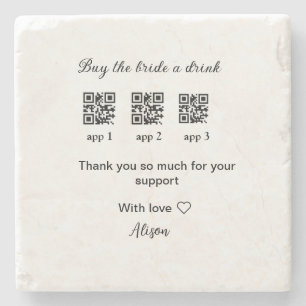 koop bruid een drankje scan QR-code dank je welUit Stenen Onderzetter