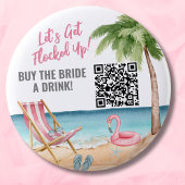 Koop Bruid Een Drink QR Code Ronde Button 5,7 Cm