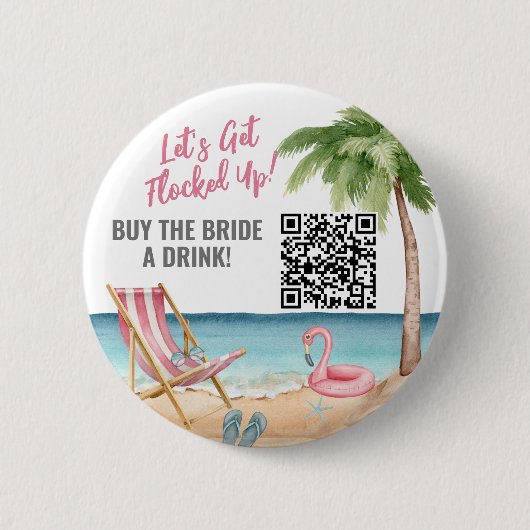 Koop Bruid Een Drink QR Code Ronde Button 5,7 Cm (Voorkant)