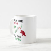 Koop de angst Verkoop de hebzuchtige aandelenhande Koffiemok (Voorkant links)