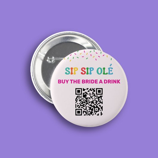 Koop de Bride Drink QR Code Final Fiesta Mexican Ronde Button 5,7 Cm