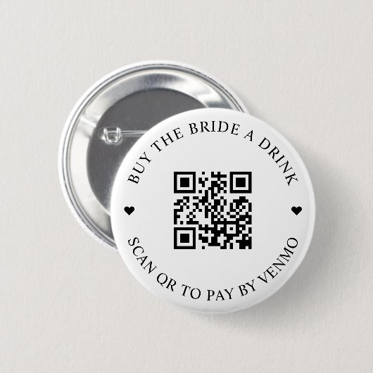 Koop de Bride een Code van de Drink QR Ronde Button 5,7 Cm (Voorkant /achterkant)