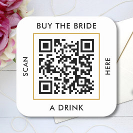 Koop de Bride een Drink aangepaste QR-codebachelor Vierkante Sticker