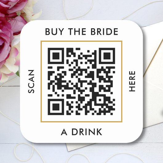 Koop de Bride een Drink aangepaste QR-codebachelor Vierkante Sticker