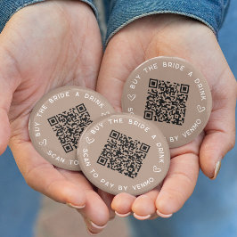 Koop de Bride een Drink Bachelorette Party QR Code Ronde Button 5,7 Cm