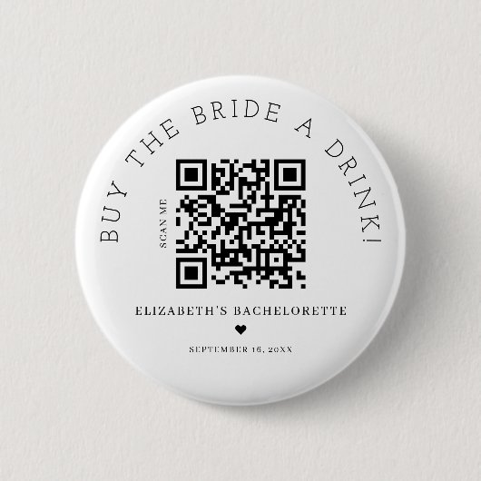 Koop de Bride een Drink QR Code Button (Voorkant)