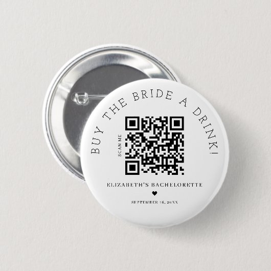 Koop de Bride een Drink QR Code Button (Voorkant /achterkant)