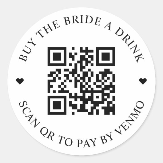 Koop de Bride een Drink QR Code Button Ronde Sticker (Voorkant)