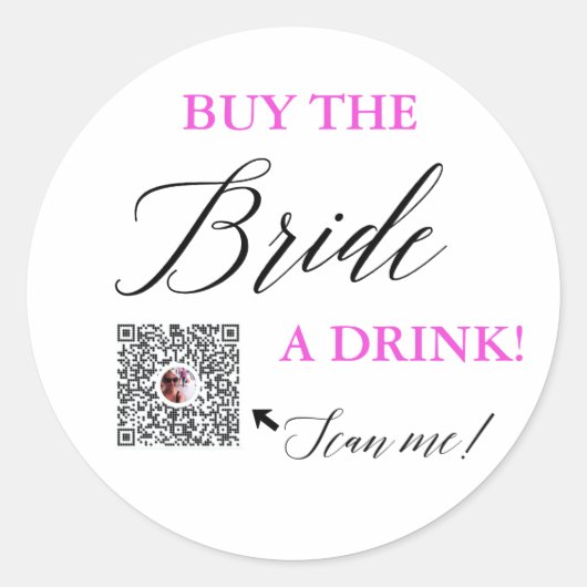 Koop de Bride een Drink QR Venmo Bachelorette Part Ronde Sticker (Voorkant)